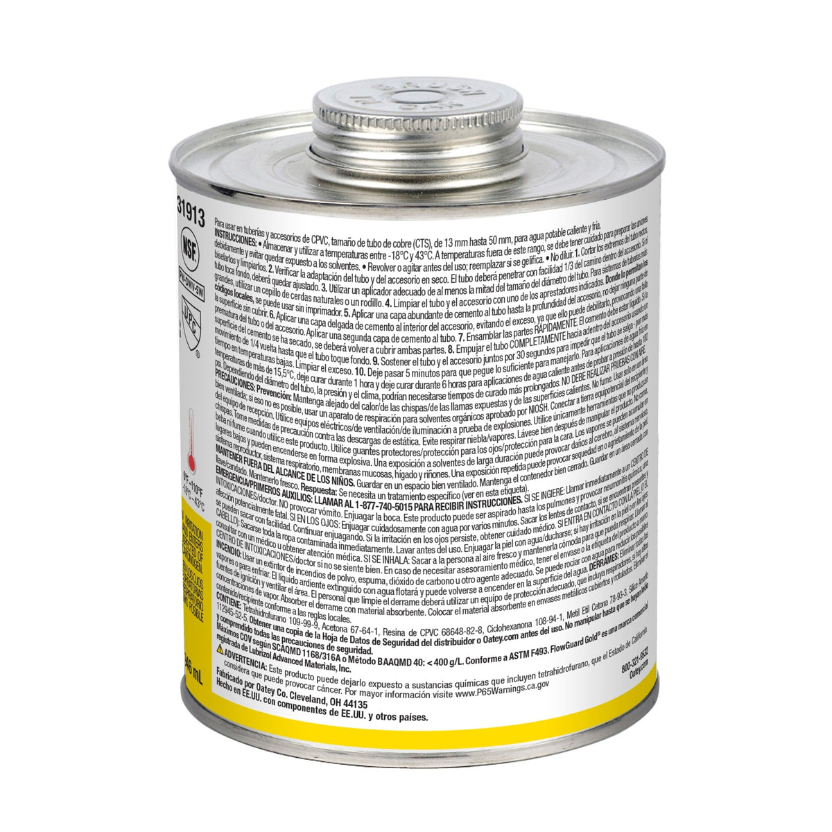 31913 32 oz. CPVC All Weather FlowGuard Gold® 1-Step Yellow Cement