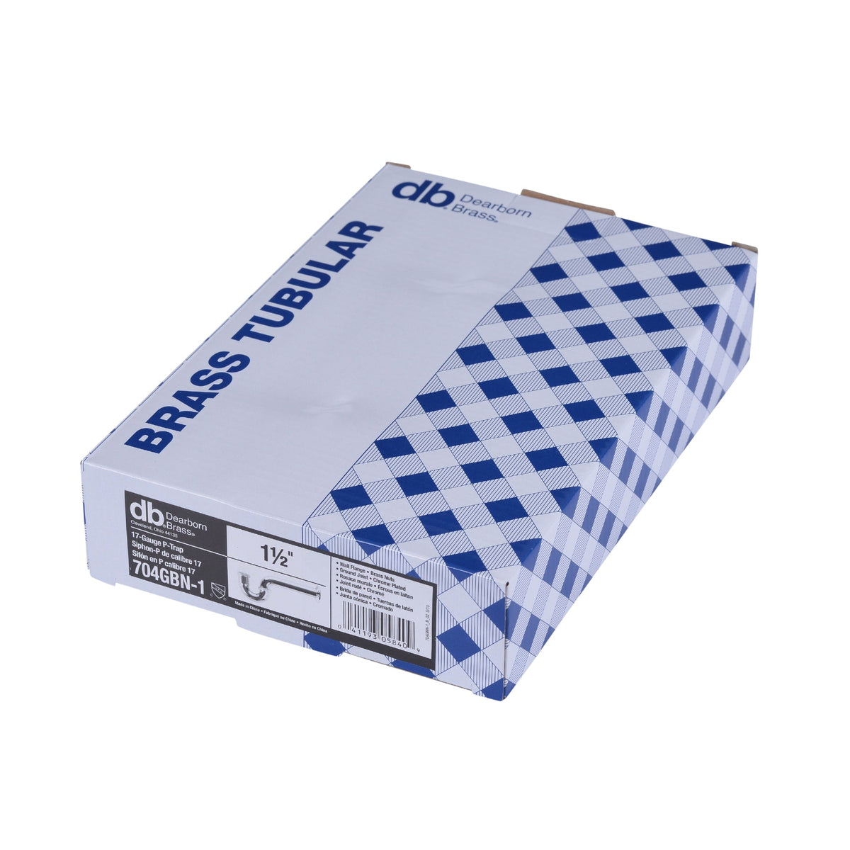 704GBN-1 1-1/2 in. P-Trap - 17 Ga. w/ Ground Joint & Brass Nuts