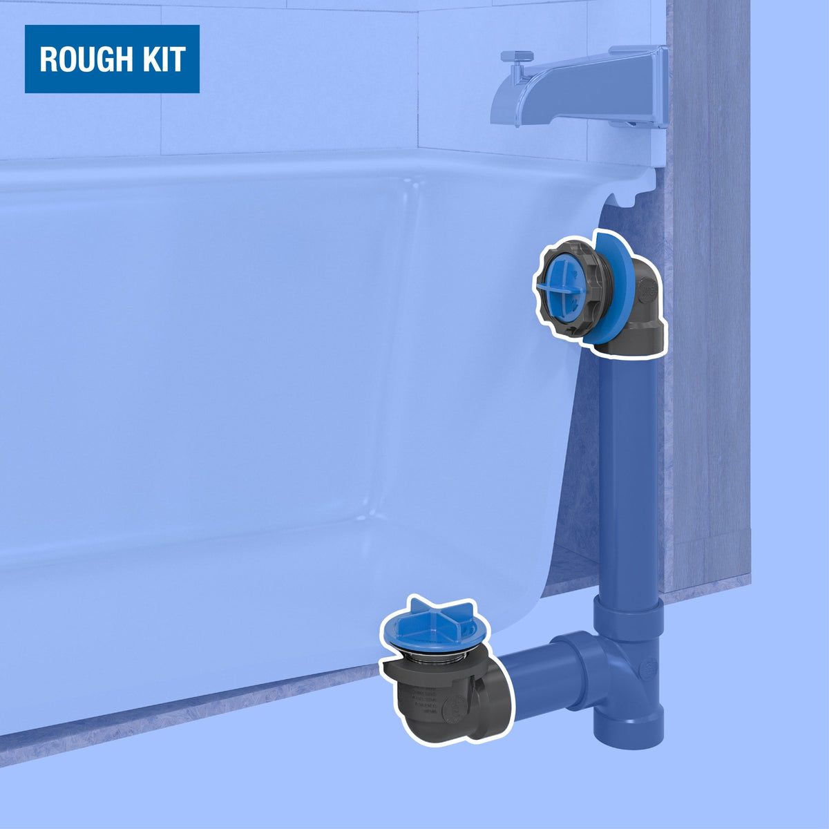A9975 True Blue® ABS Bath Waste Rough-In Kit with Test Kit in Chrome