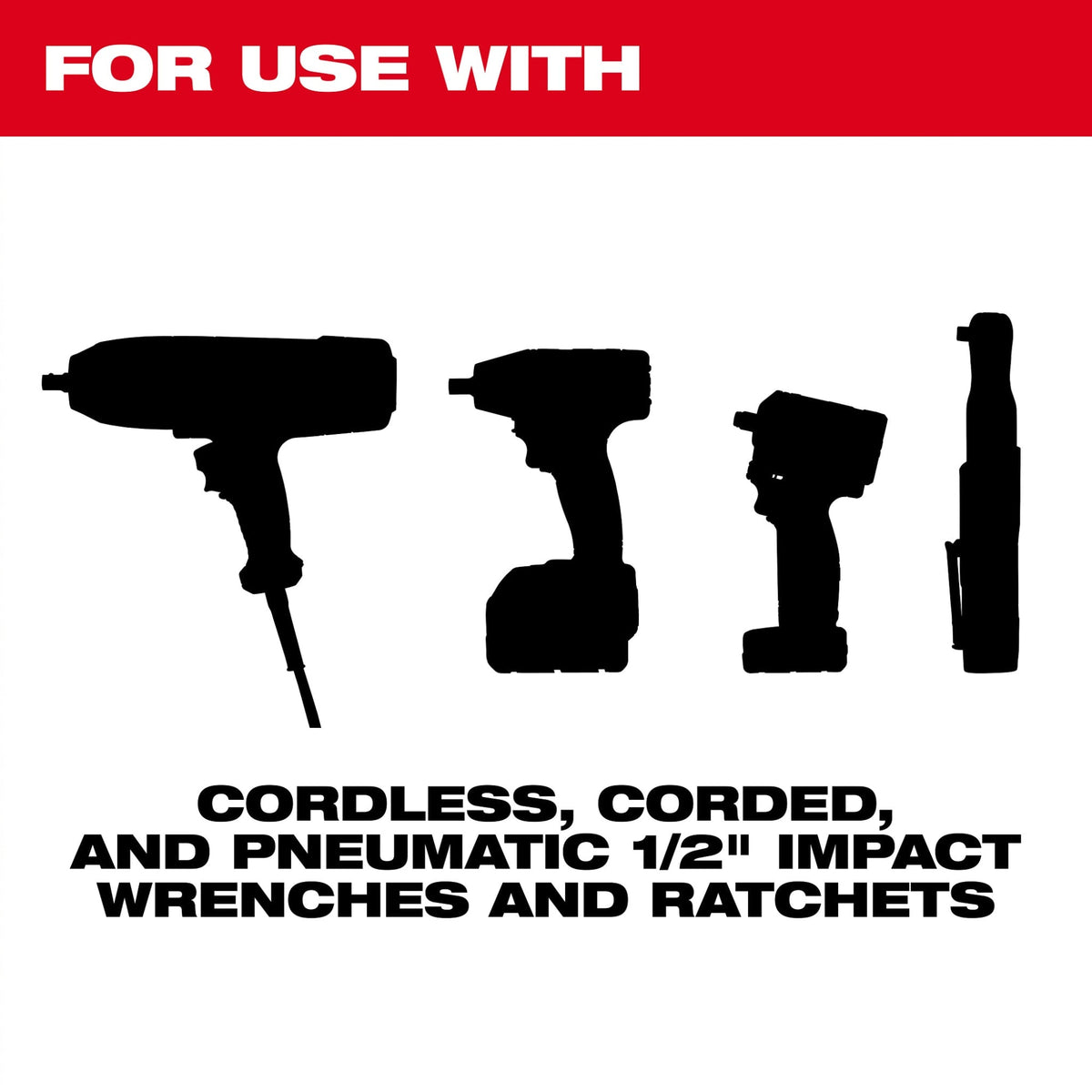 49-66-7011 12 Piece SHOCKWAVE™ Impact Duty 1/2" Drive SAE Deep 6 Point Socket Set