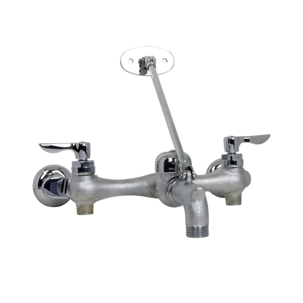 8354112.004 Top Brace Wall-Mount Service Sink Faucet With 6-Inch Vacuum Breaker Spout and Offset Shanks Rough Chrome