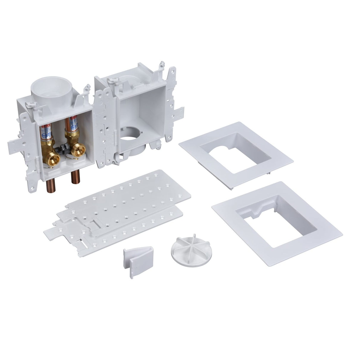 37609 MODA® 2-Valve + Standard Drain Copper (Male) Washing Machine Supply Box with Hammer Arrestors - Standard Pack