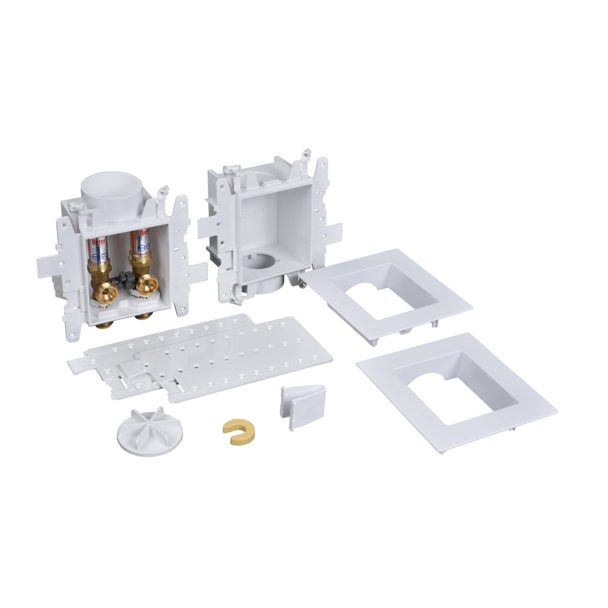 37616 MODA® 2-Valve + Standard Drain Push Connect Washing Machine Supply Box with Hammer Arrestors - Standard Pack
