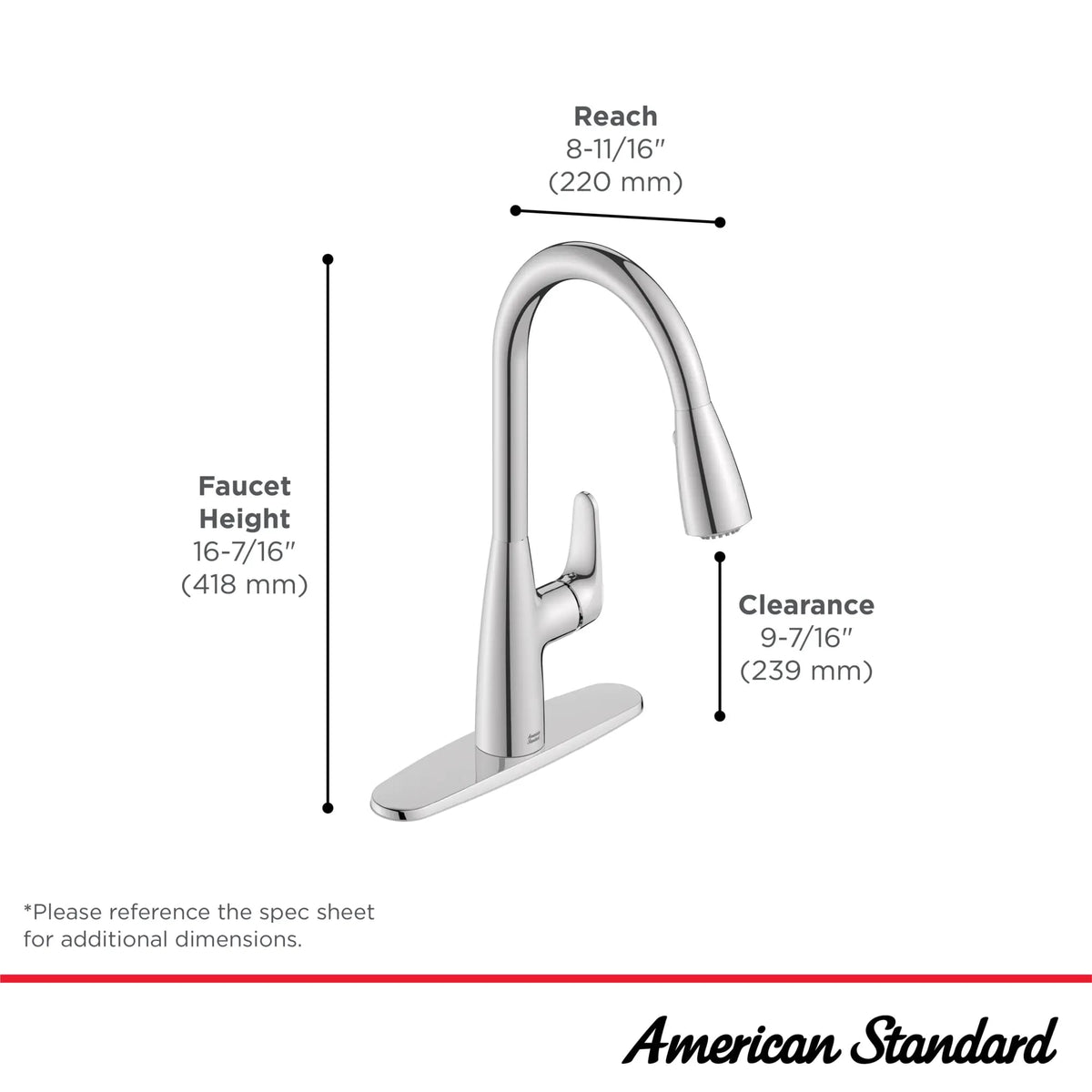 7077300.002 Colony® PRO Single-Handle Pull-Down Dual Spray Kitchen Faucet 1.5 gpm/5.7 L/Min Chrome
