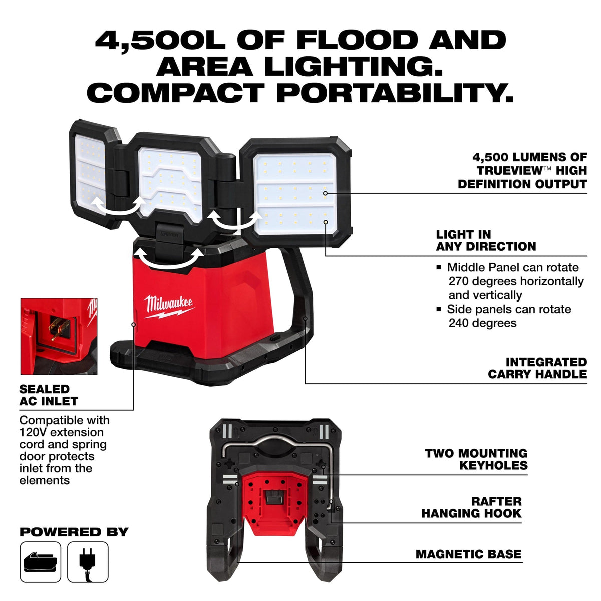2368-20 M18™ ROVER™ Dual Power Triple-Panel Flood & Area Light