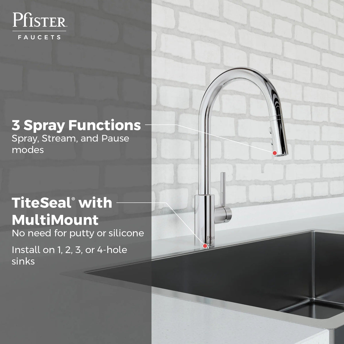 LG529SAC Stellen Single-Handle Pull-Down Kitchen Faucet in Polished Chrome