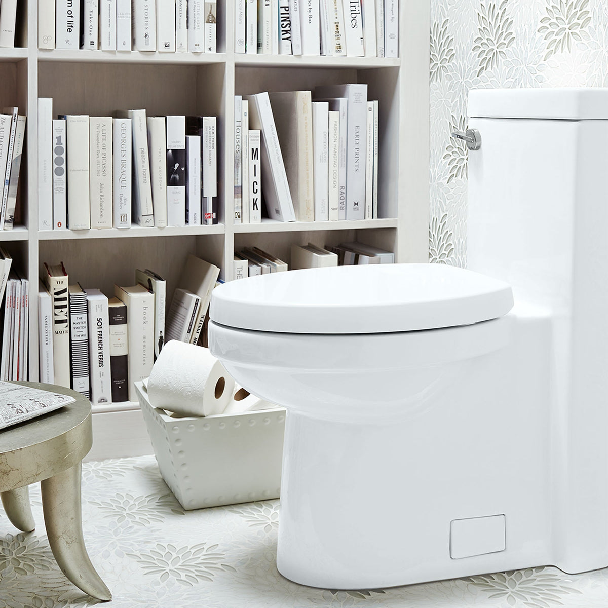 D22015F101.415 Cossu One-Piece Chair Height Elongated Toilet with Seat in CANVAS WHITE