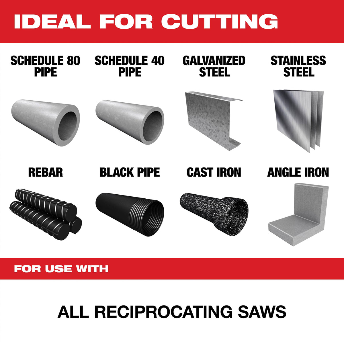 48-00-5572 9" WRECKER™ with NITRUS™ Carbide SAWZALL® Blade for Multi-Material (5 Pack)