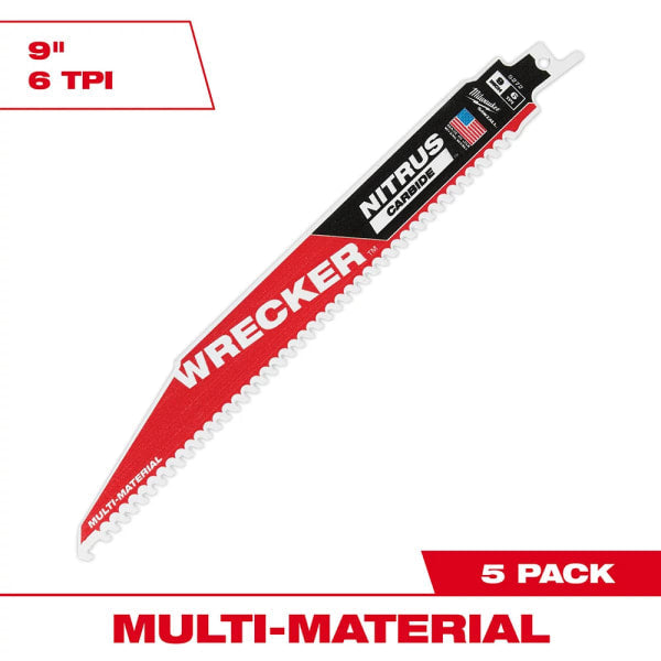 48-00-5572 9" WRECKER™ with NITRUS™ Carbide SAWZALL® Blade for Multi-Material (5 Pack)