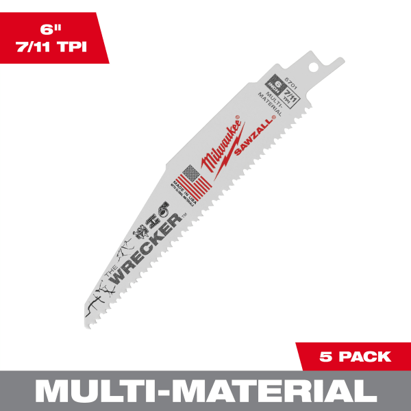 48-00-5701 6" 7/11 TPI WRECKER™ SAWZALL® Blade for Multi-Material (5 Pack)