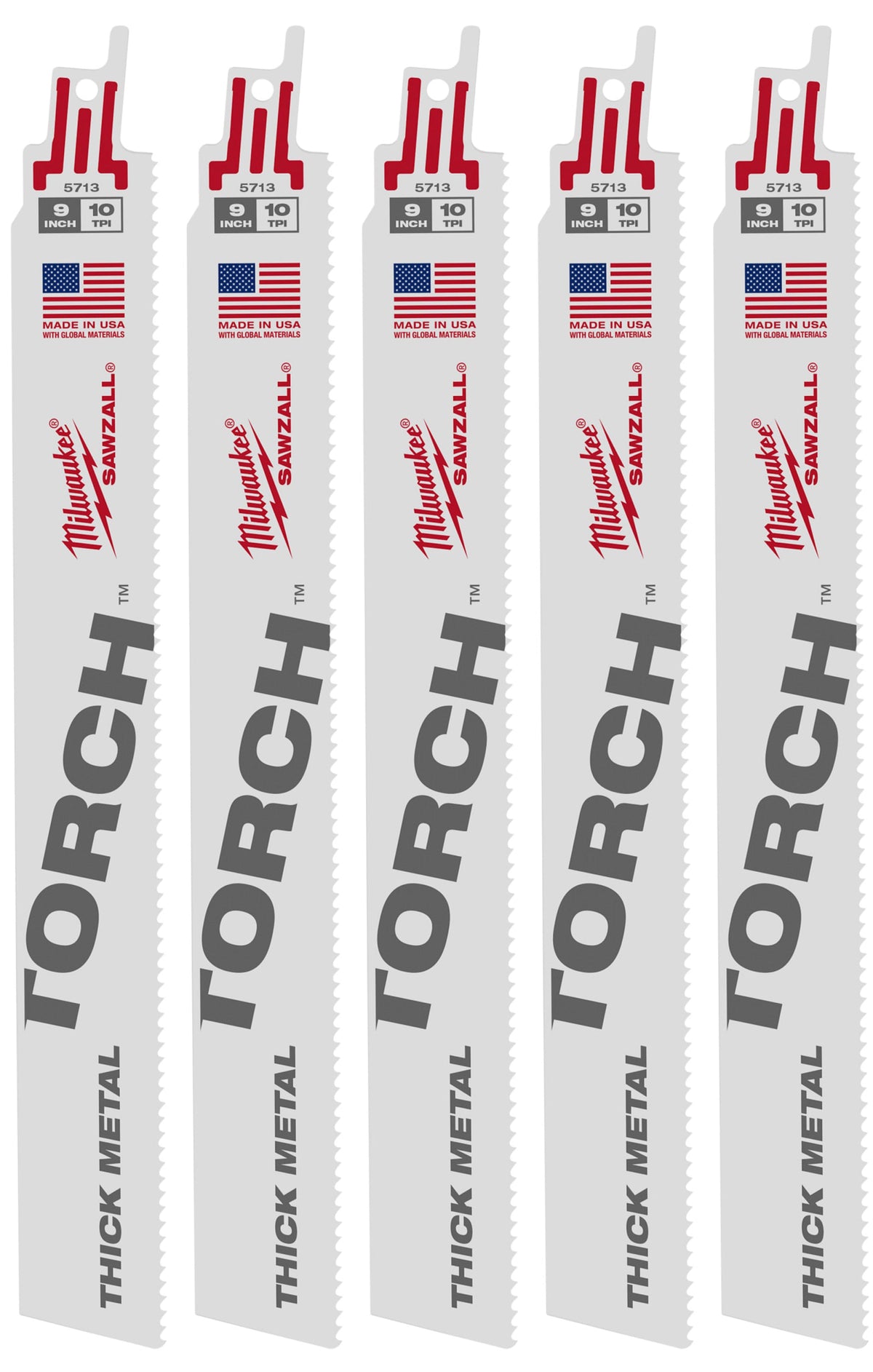 48-00-5712 6" 10 TPI TORCH™ SAWZALL® Blade for Thick Metal (5 Pack)