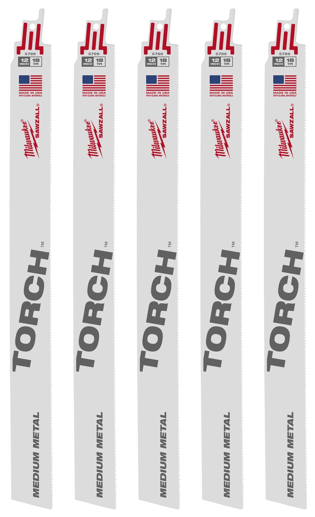 48-00-5789 12" 18 TPI TORCH™ SAWZALL® Blade for Medium Metal (5 Pack)