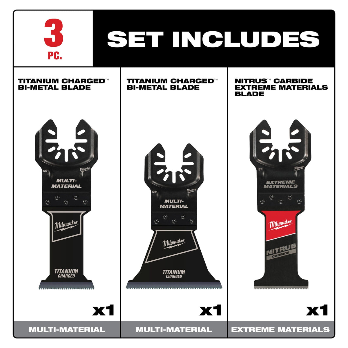 49-10-9005 3 Piece Multi-Material Universal Fit Oscillating Multi-Tool Blade Set