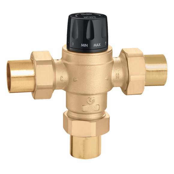 523168A MixCal+ High-Flow 3-Way Thermostatic Mixing Valve, 1" Sweat, 7 Cv, ASSE 1017, Lead Free