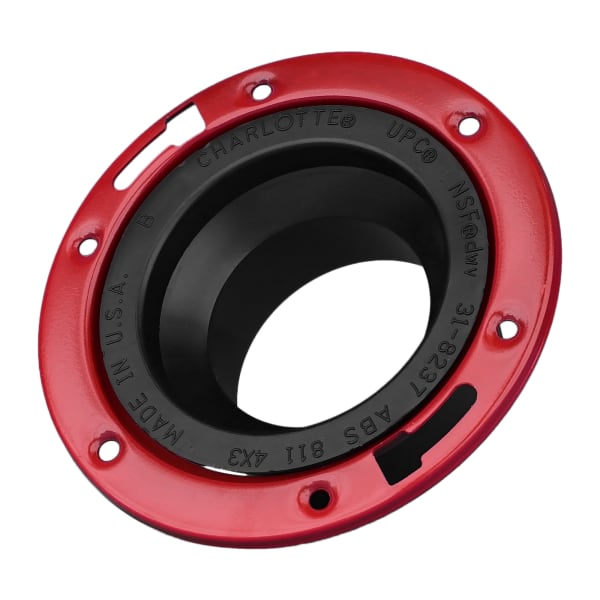 ABS-00811-0600 4" x 3" ABS DWV Closet Flange with Metal Ring - Closet x H