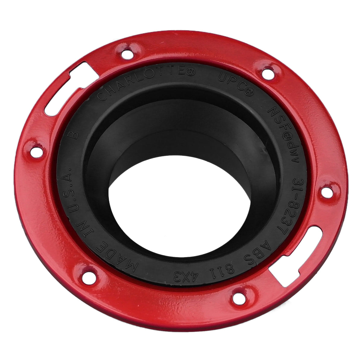 ABS-00811-0600 4" x 3" ABS DWV Closet Flange with Metal Ring - Closet x H
