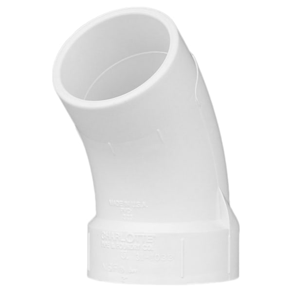 PVC-00323-1000 2" PVC DWV 45° Street Elbow - H x Spigot
