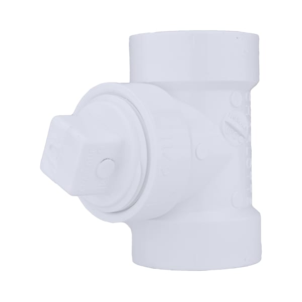 PVC-00444X-0600 1-1/2" PVC DWV Test or Cleanout Tee with Plug - H x H x FPT