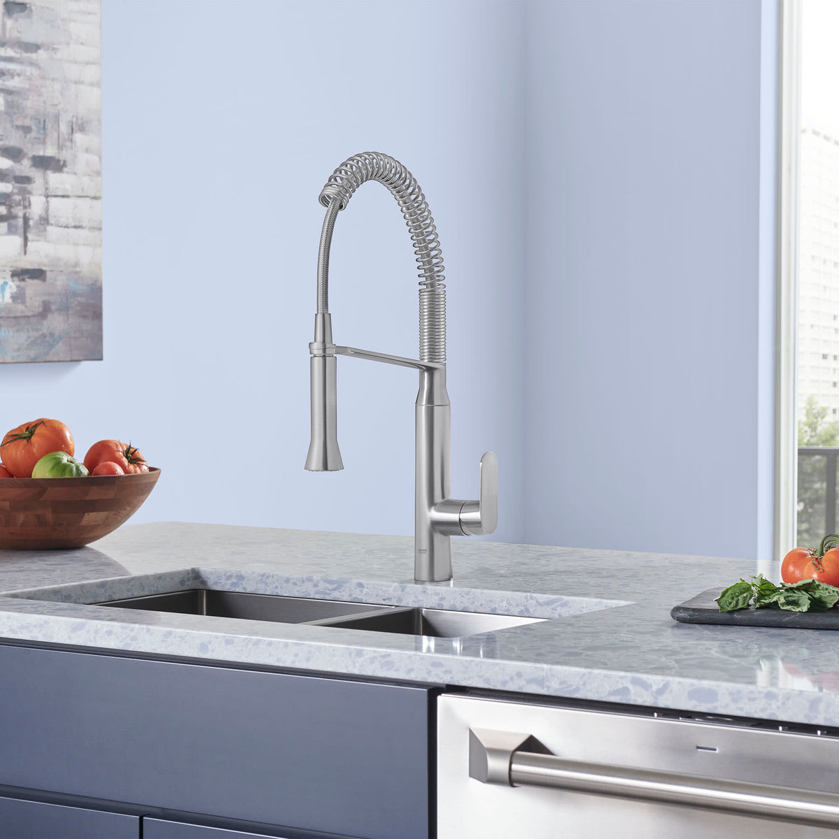 31380DC0 K7 Medium Single-Handle Semi-Pro Dual Spray Kitchen Faucet 1.75 GPM in SUPERSTEEL