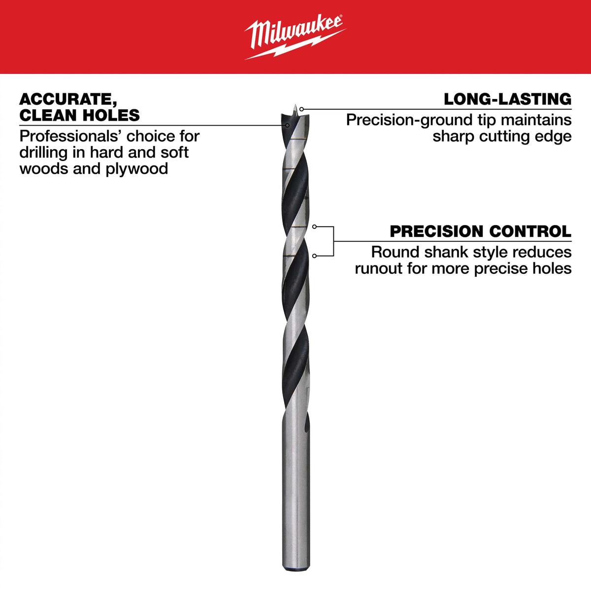 48-15-0250 Brad Point 1/4" Diameter