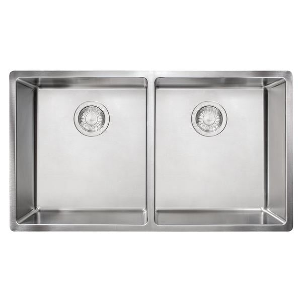 Cube 31.5-in. x 17.7-in. 18 Gauge Stainless Steel Undermount Double Bowl Kitchen Sink - CUX120