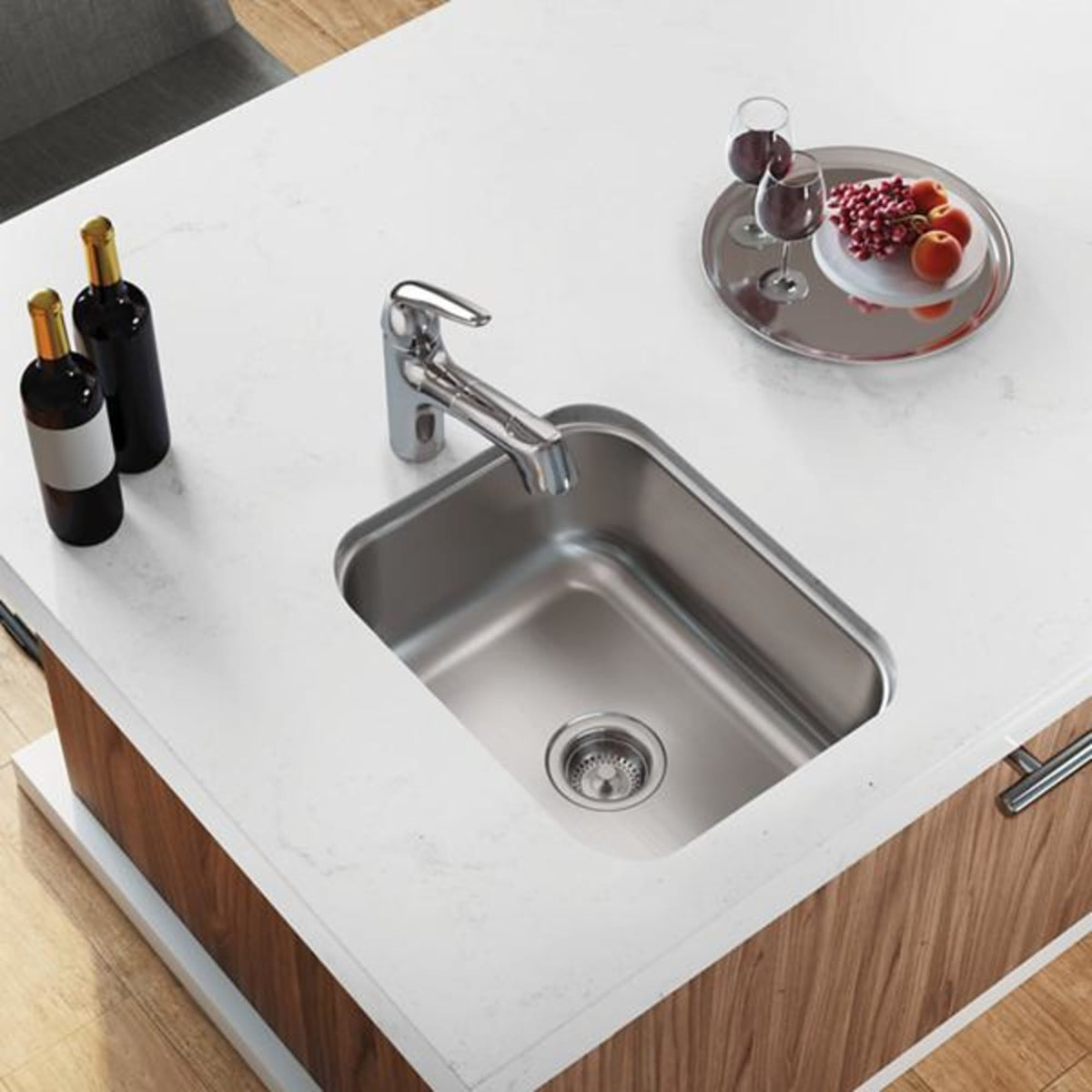 DXUH1618 Stainless Steel 16-1/2" x 18-1/4" x 8" Single Bowl Undermount Bar Sink