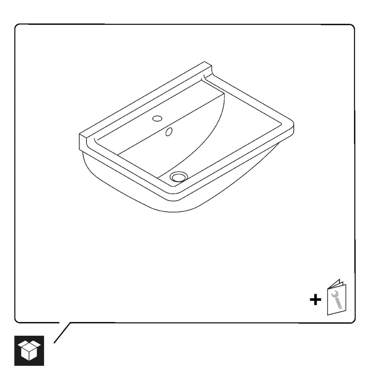 23106500002 D-Code 25 5/8" Rectangular Wall Mounted Sink in White with Single Faucet Hole and with Overflow