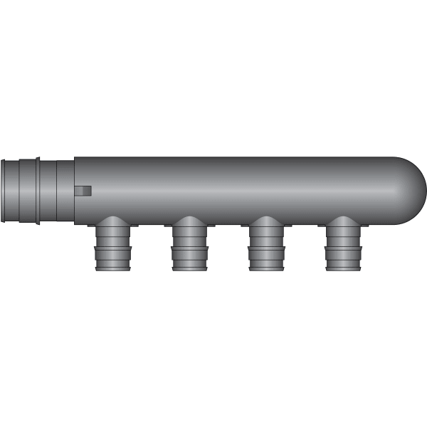 EX13804 4-Port PEX Manifold Tee - 1" Expansion Inlet, Closed Outlet - (4) 1/2" Expansion Ports - Composite, Expansion(F1960)