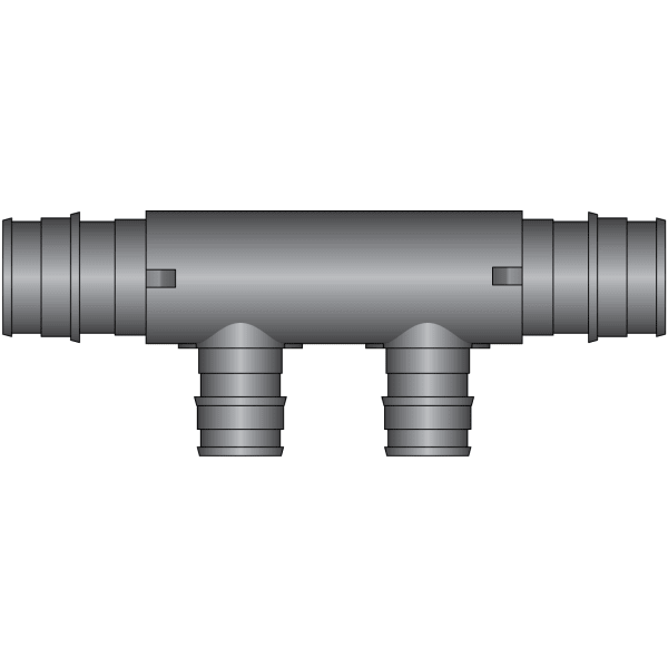 2-Port PEX Flow Through Manifold Tee - 3/4" Expansion Inlet, 3/4"Expansion Outlet - (2) 1/2" Expansion Ports - Composite, Expansion(F1960)