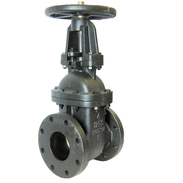 2885-M-600S 6" - Flange x Flange - Cast Iron Gate Valve - 125 SWP - 200 WOG, OS&Y Stem, Bronze Seat, Solid Wedge Disc