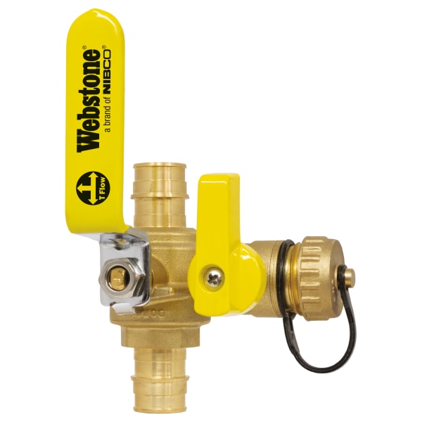 H-30614W 1" PEX F1960 Full Port Ball Valve with Hose Drain