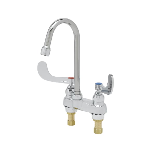 B-0892 Medical Faucet, 4" Deck Mount, Swivel/Rigid Gooseneck, 2.2 GPM Aerator, 4" Wrist Handles