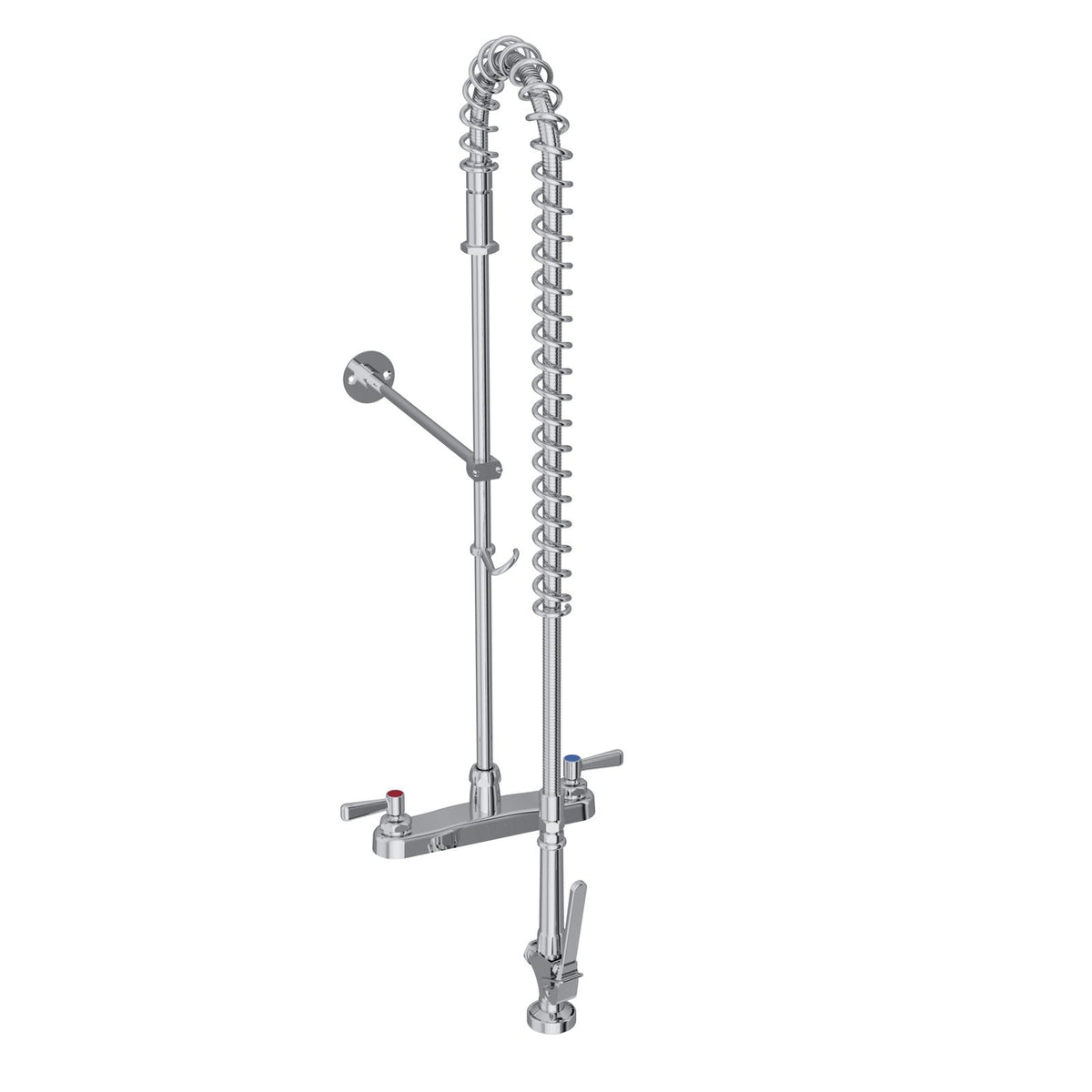 LK843LC 8" Centerset Exposed Deck Mount Faucet 44in Flexible Hose w/1.2 GPM Spray Head 2" Lever Handles 1.2 GPM Spray Head