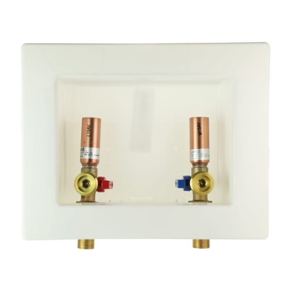 OB-210 Plastic Switch Hitter® Outlet Box With Water Hammer Arresters - White, Unassembled, WITH COPPER SWEAT VALVES