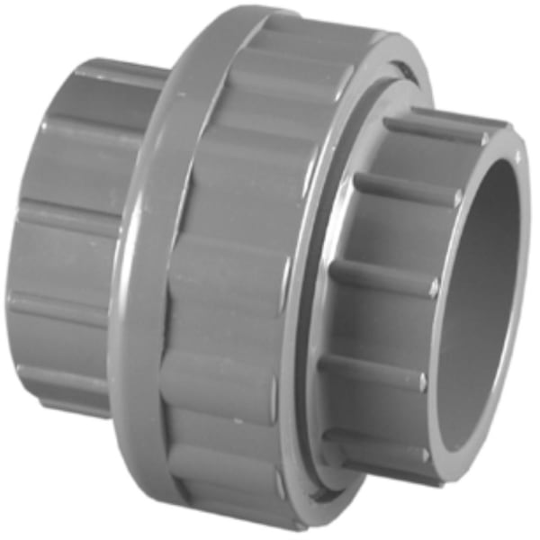 3/4" PVC SCH80 Union with Viton O-Ring - Socket x Socket