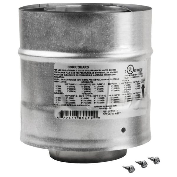 RTG20151W 3 or 5" Diameter, 6" L, Stainless Steel, Straight, Concentric, Tankless Water Heater Vent