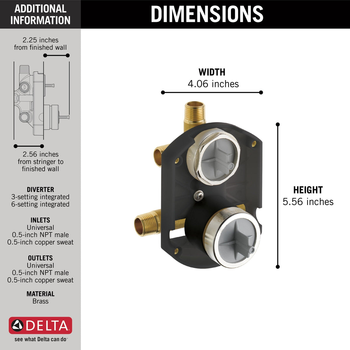R22000 MultiChoice® Universal Integrated Shower Diverter Rough Universal Inlets / Outlets