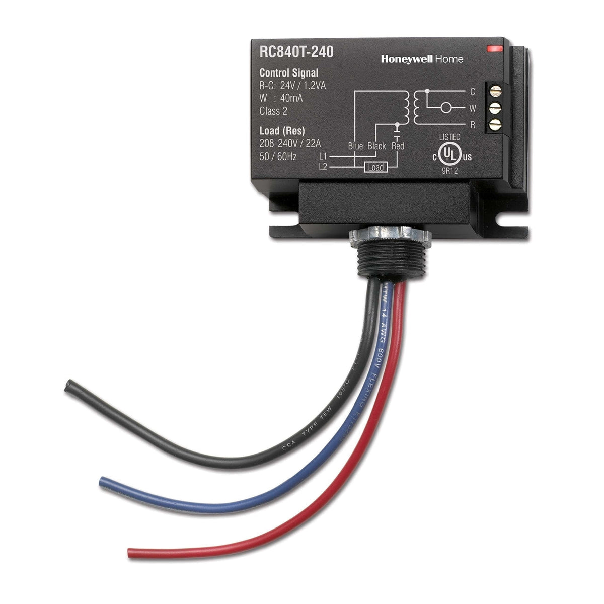 RC840T-277/U Electromechanical Electric Heat Relay with Built-In Transformer, 277/24 V