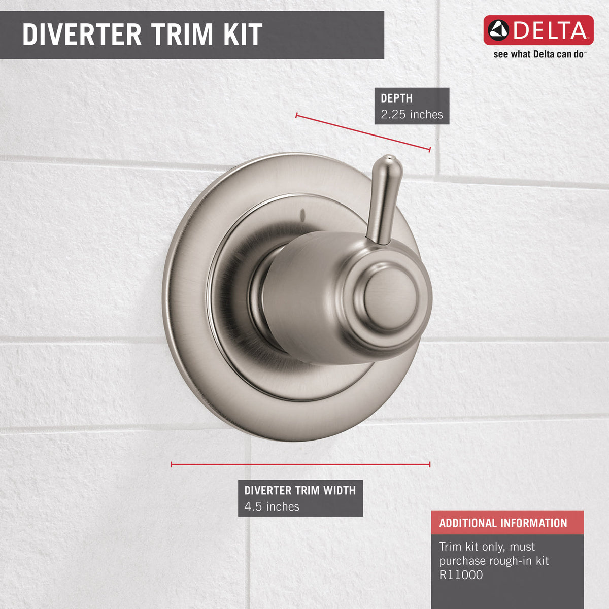 T11800-SS 3-Setting 2-Port Diverter Trim Stainless