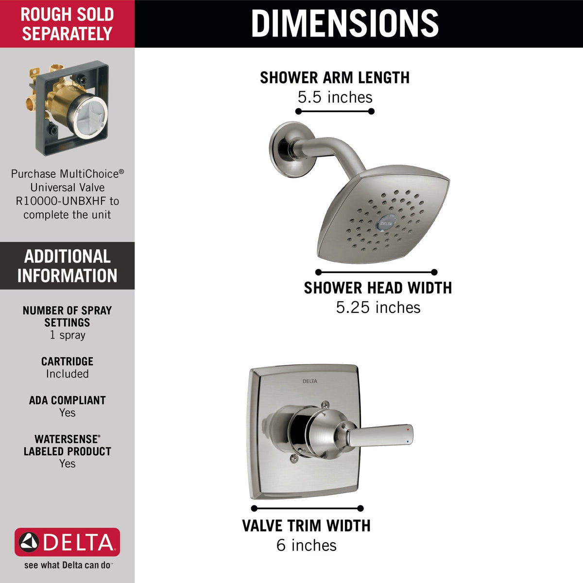 T14264-SS Ashlyn® Monitor® 14 Series Shower Trim Stainless