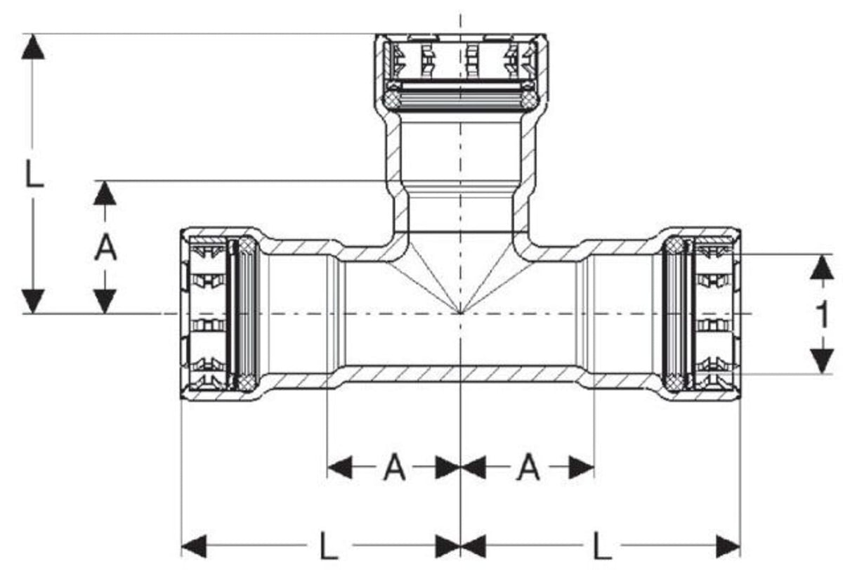 25390 2"x2"x1" - (P-P-P) - Tee (Reducing), MegaPress®