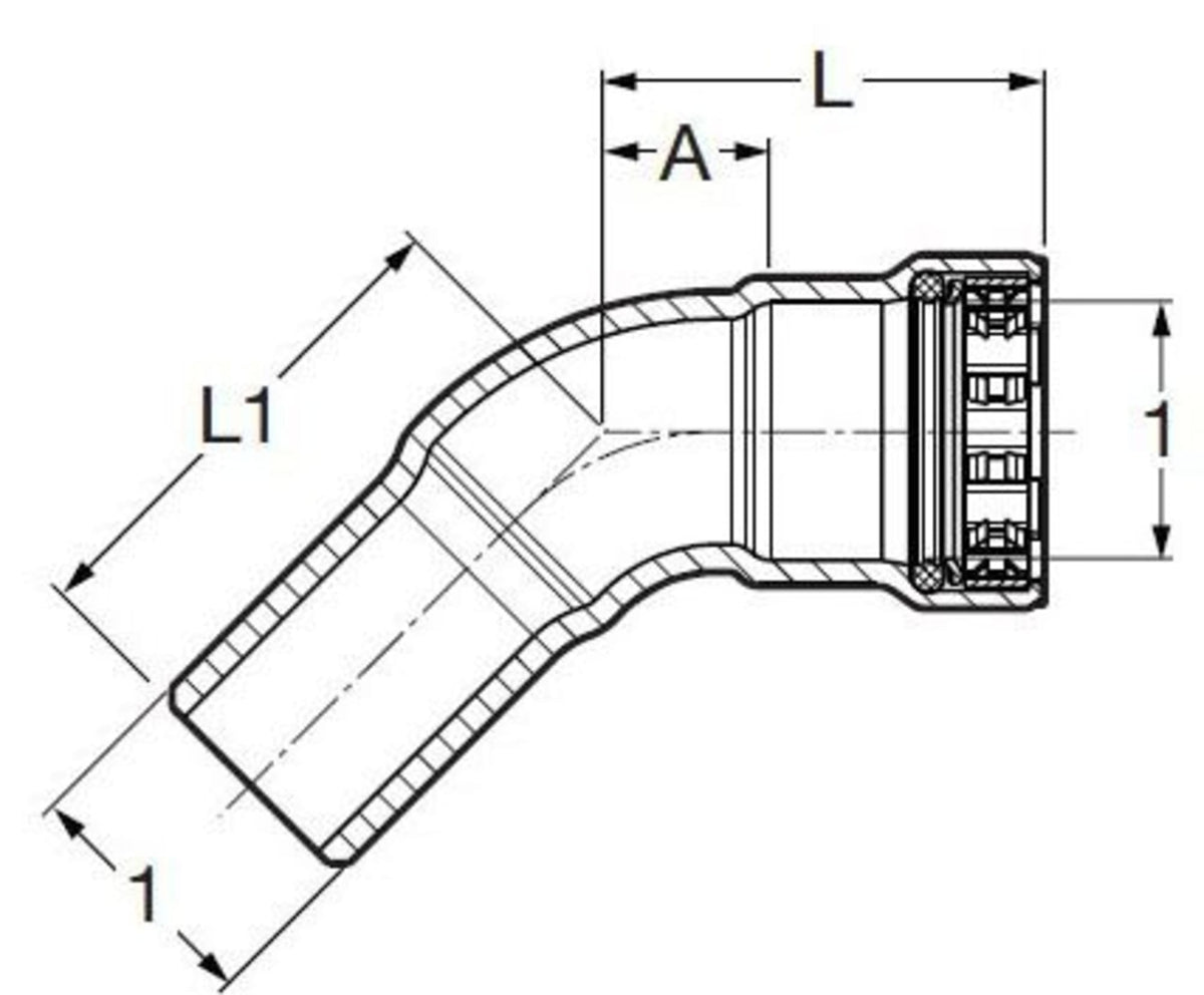 28650 3"x3" - (P-FTG) - 45 Deg Elbow (Street), MegaPress®G