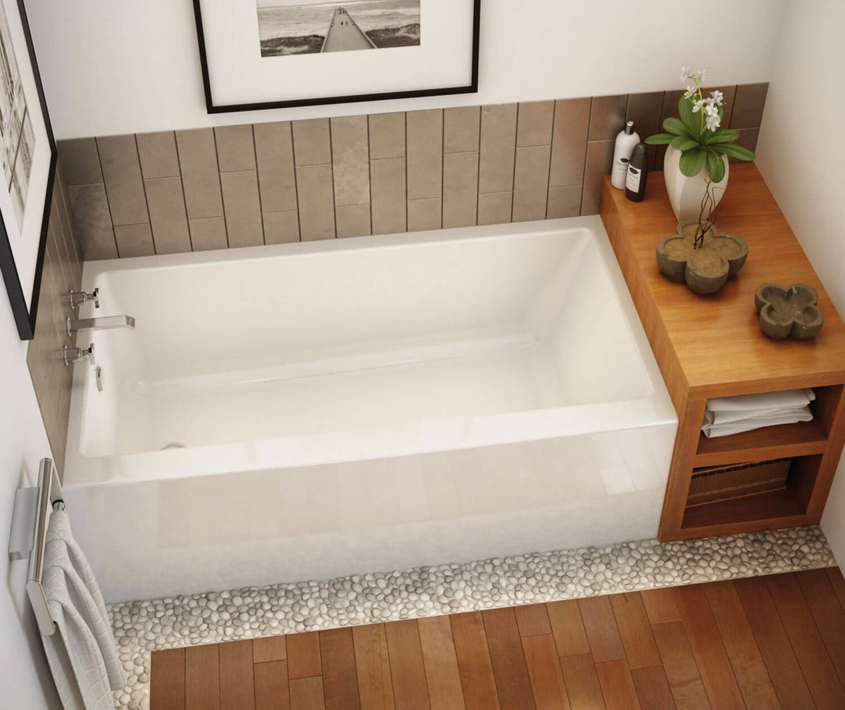 105705-000-001-001 Rubix 6032 Acrylic Alcove Left-Hand Drain Bathtub in White