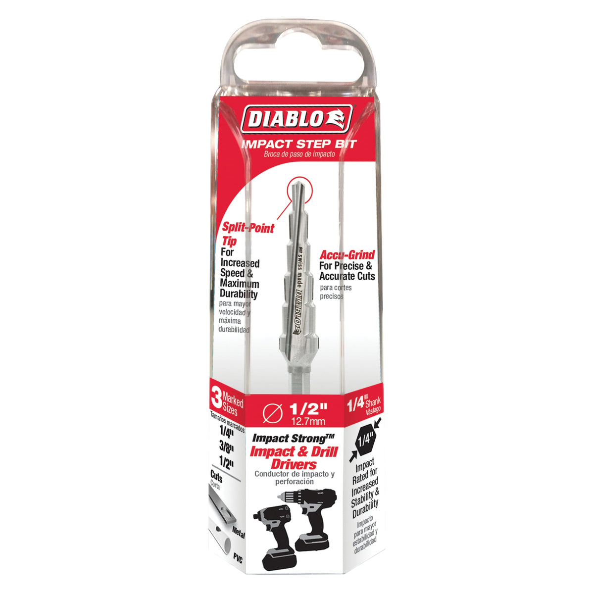 DSD0500S06 1/4" - 1/2" Impact Step Drill Bit (6 Steps)