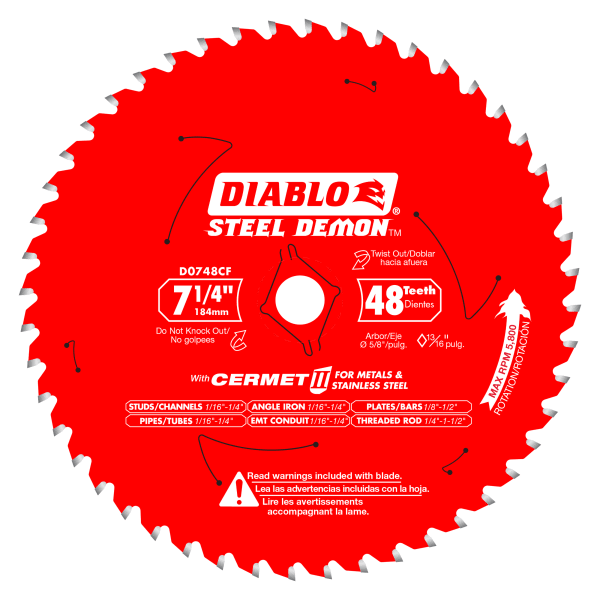 D0748CFA 7-1/4" x 48-Teeth Steel Demon™ Cermet II Saw Blade for Medium Metal