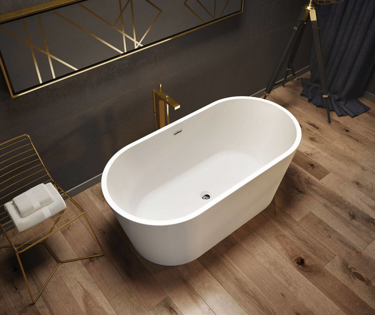 106384-000-001-000 Louie 5829 Acrylic Freestanding Center Drain Bathtub in White with White Skirt