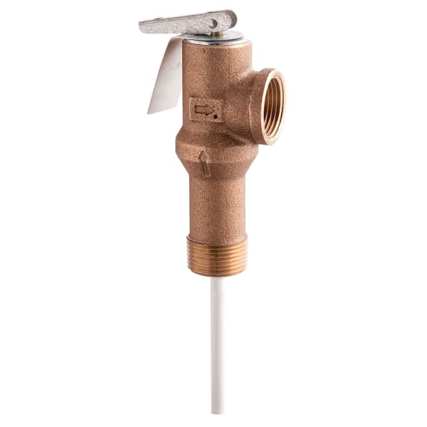 0066133 3/4" Brass Self Closing Temperature And Pressure Relief Valve, 150 psi, 210 Degree F, Extended Shank Up To 2" Insulation