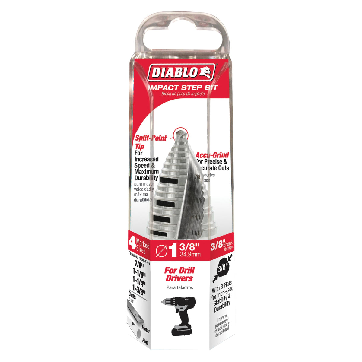 DSD1375S15 7/8" - 1-3/8" Impact Step Drill Bit (15 Steps)
