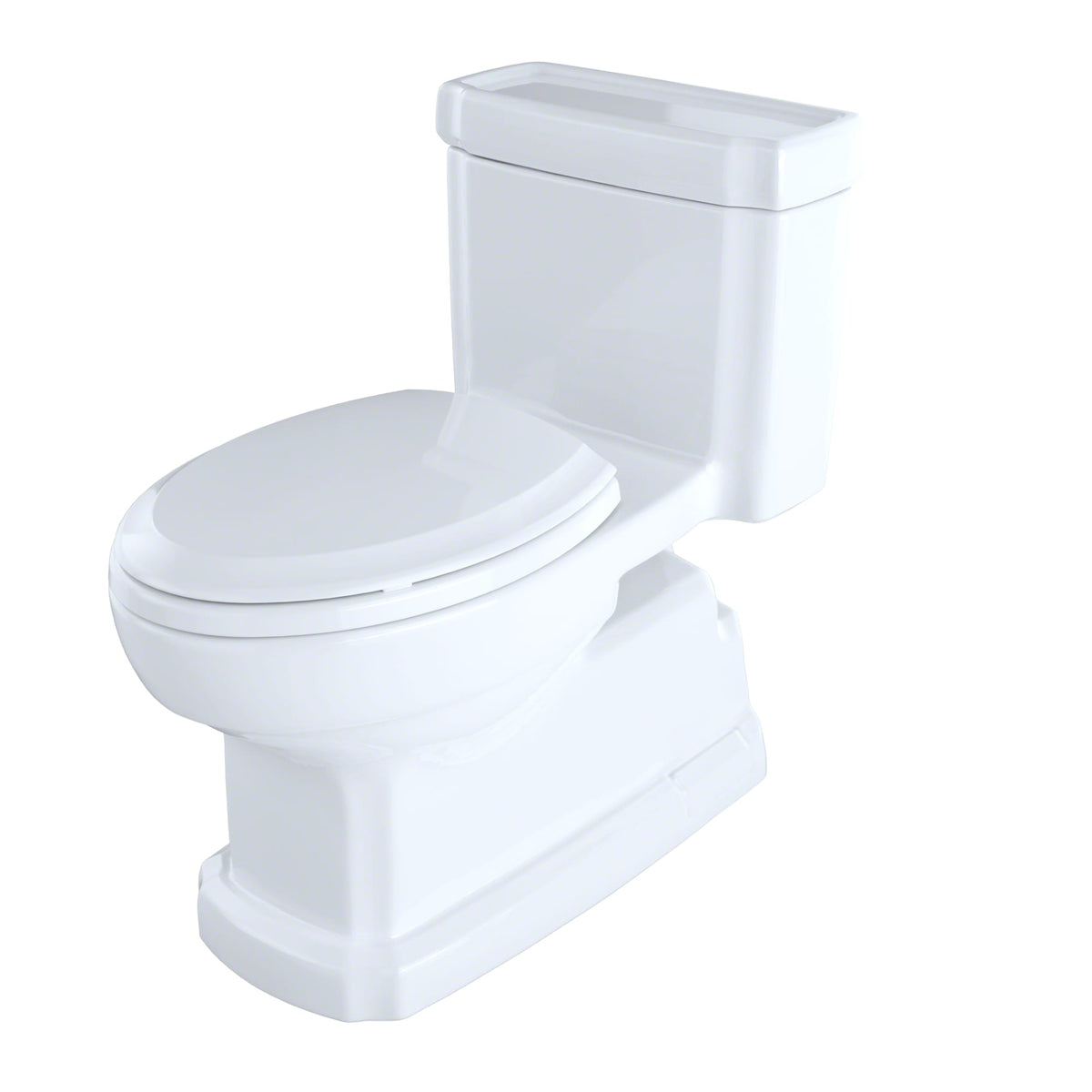 Eco Guinevere® Elongated 1.28 GPF Universal Height Skirted Toilet with CEFIONTECT® and SoftClose Seat, Cotton White - MS974224CEFG#01