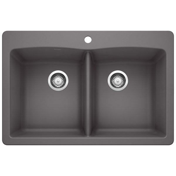 441466 Diamond Equal Double Dual Mount Kitchen Sink - Cinder
